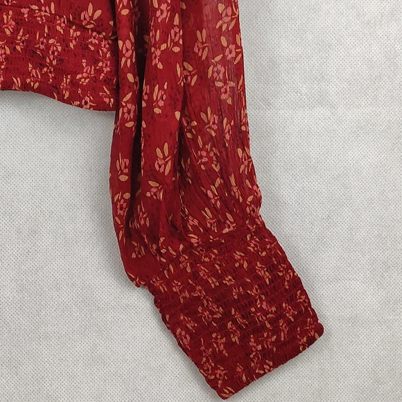 Free People Blouse Roma Red Floral Print Small - Picture 6 of 16